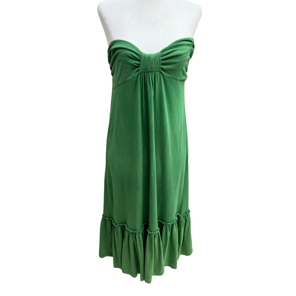 Madame A Paris Feminine French Girl Beachy Strapless Cotton Ruffle Midi Dress‎ S
